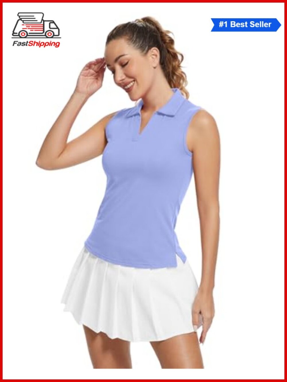 MathCat Womens Golf Polo Tank Top UPF 50+ Sleeveless V-Neck Athletic Shirt